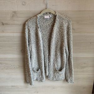 Anthropologie Ett Twa Cardigan Sweater Cream Open Front Fringe​​